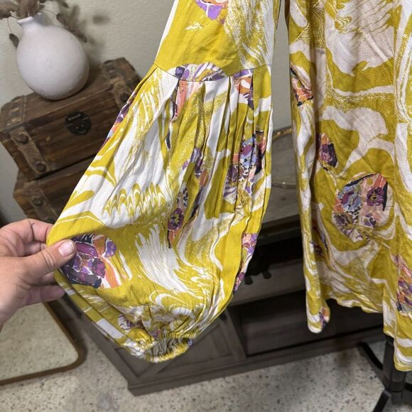 Free People Drift Away Boho Bishop Sleeves Tunic Cold Shoulder Dress Sz S Flowy - Picture 4 of 11